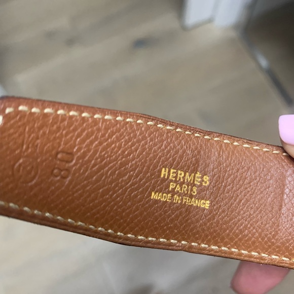 Hermes 32 mm reversible leather strap only. Noir, gold. Size 80. 32 inches - Picture 3 of 4